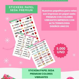 STICKERS PARA VELAS PAPEL SEDA PREMIUN